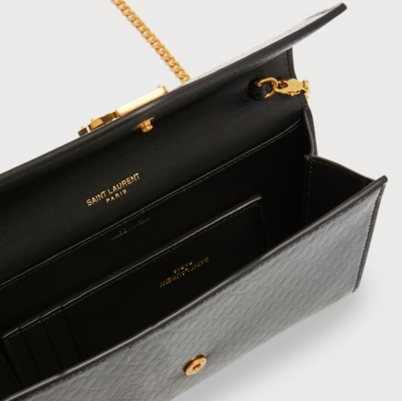 New! Authentic Saint Laurent YSL Uptown Croc-Effect Patent-Leather Bag - Picture 12 of 17